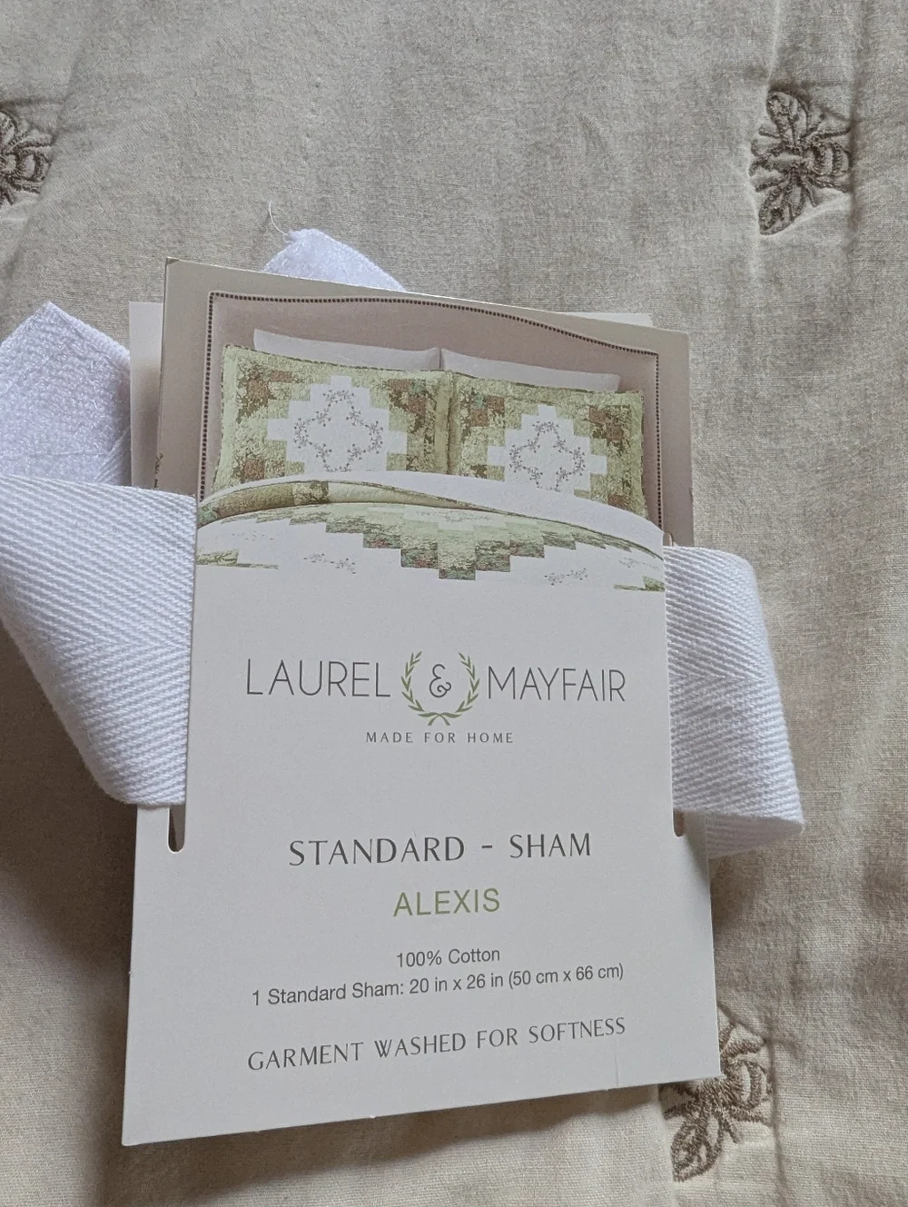 Set of 2 embroidery quilt style pillow shams standard size